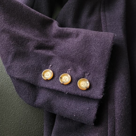 Michael Kors Cashmere Purple Wool Coat Tortoise Shell Buttons Women's Size 14 - Picture 5 of 16